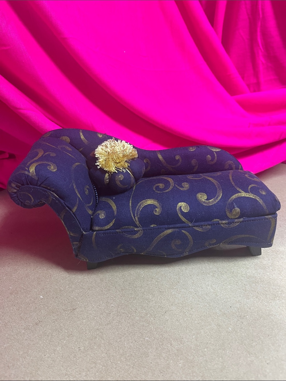 Luxury Purple and Gold Mini Chaise Accent by